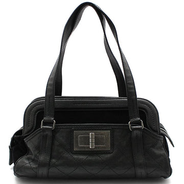 CHANEL Black Caviar Velvet Vintage 2.55 Mademoiselle Lock Shoulder Bag 128741667