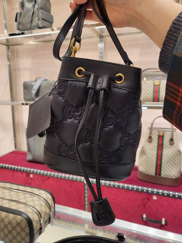 Gucci GG Matelassé Mini Bucket Bag Black 728231 UM8HG 1046 64030755
