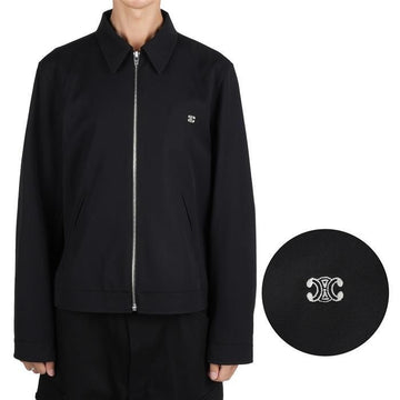 CELINE Triope Logo Zipjacke aus Wolle 38NO 128913841