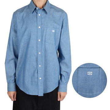 Celine Triope Logo Loose Chambray Cotton Shirt 2C982140O 07EN 128913862