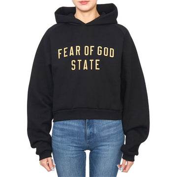 FEAR OF GOD Essentials Damen Cropped Fleece Hoodie BLACK 192BT247350FW 128931696