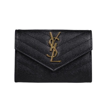 SAINT LAURENT レディース 二つ折り財布 ゴールドロゴ ブラック 414404 129086032