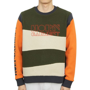 HORN GARMENT Men's Fleece Long Sleeve Crew Neck T-Shirt HCM 2C AB06 Khaki 42306544