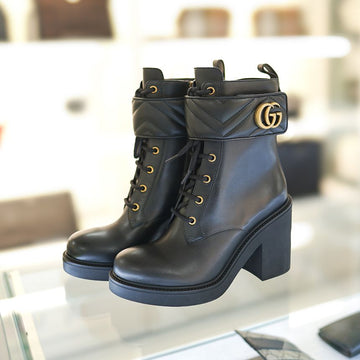 GUCCI Matelassé Damenstiefel 719849 AAA5W Leder Schwarz Luxus Damenschuhe 129137350