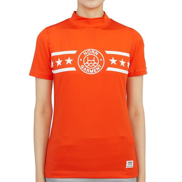 HORN GARMENT ゴルフウェア モックネック レディース 半袖Tシャツ 2A AA02 オレンジ 32630685