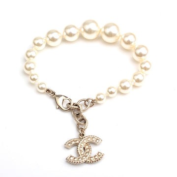 CHANEL Ivory Faux Pearl CC Logo Bracelet 129297691