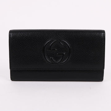 GUCCI ブラックGGソーホーフラップ長財布598206 129353839