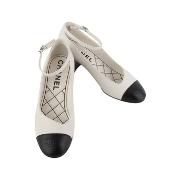 CHANEL メリージェーン トゥトン ヒール パンプス シューズ 38サイズ 34554Y 129377075