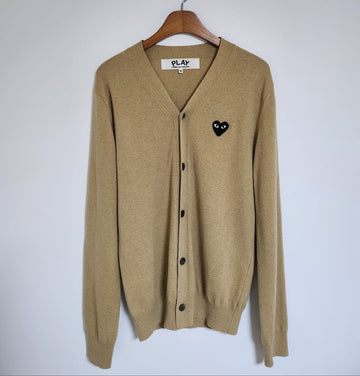 COMME DES GARCONS M Beige Schwarz Wappen Herren Cardigan AZ-N024 a313052 129383343