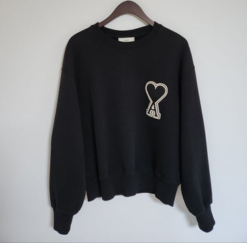 AMI M Schwarze Big Heart Herren Sweatshirt A20HJ037 747 129383378