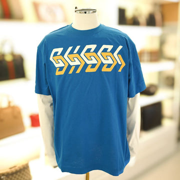 GUCCI Langarm-Layered-T-Shirt coton Blau 677425 XJEUN 4199 129683985