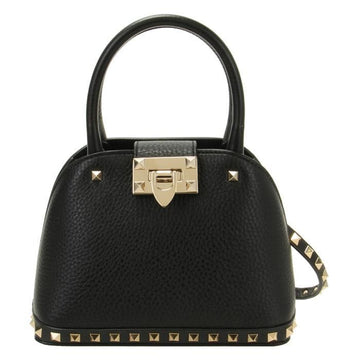 VALENTINO ロックスタッド レザー スモール ハンドバッグ 6W2B0Q69VSF 0NO 129840332