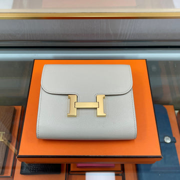 HERMES H-Buckle 3-fach Geldbörse mit Goldbeschichtung Beige 129851076