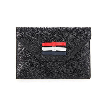 Thom Browne Pebble Grain Three Bow Striped Tab Envelope Card Holder 144596011
