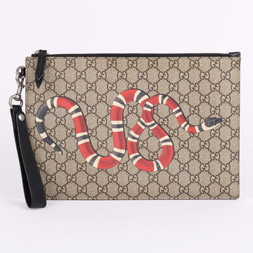 GUCCI GGスプリーム スネーク ストラップ クラッチバッグ 473904 129925117