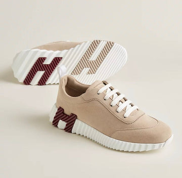 HERMES バウンシングスニーカークリームスエードバルガンディ 36 130002752