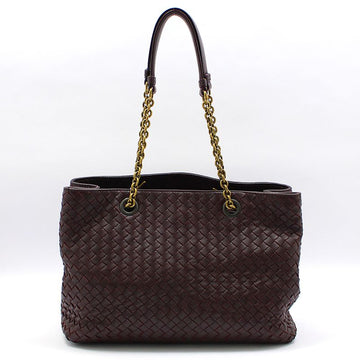 BOTTEGA VENETA 428052 バーガンディ インテレッチャート ショッパー ミディアム チェーン ショルダーバッグ 130138251