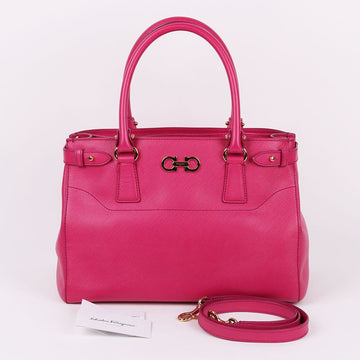 Salvatore Ferragamo Pink Gancini Gold Tote and Shoulder Bag 130232133