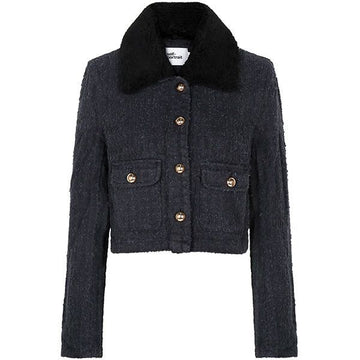 Self-Portrait Textured Denim Jacket 130241813