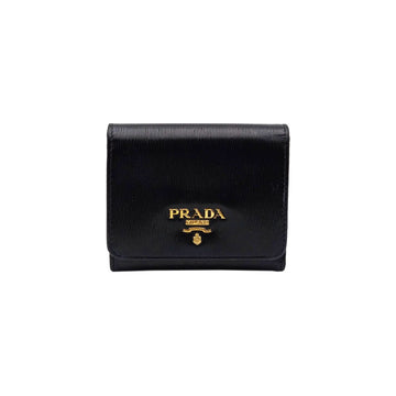 PRADA ブラック サフィアーノ ゴールド メタル ロゴ 3つ折り 財布 1MH176 130296875
