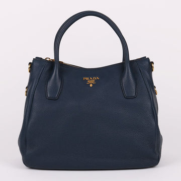 PRADA ビテロ 金色 ブルー トート兼 ショルダーバッグ BR4992 130328500