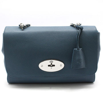 Mulberry Blue Leather Lily Medium Silver-tone Shoulder Crossbody Bag HH3299 130330729
