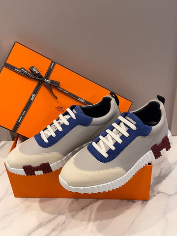 HERMES [RNC] バウンシングスニーカー グレー ブルー バーガンディ 43 130342097