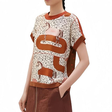 HERMES Garde-Robe Pop Kurzarm Twill Sweater Damen T-Shirt H5E2805DLDP36 130344185