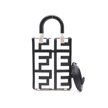 FENDI 8BS051 Mini Tote- und Crossbody-Tasche schwarz/weiß 38621030 130482710