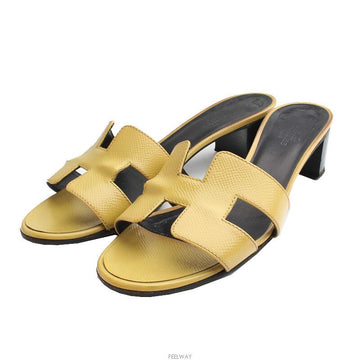 Hermes John Foussing Epsom Patent Oasis Slipper 37.5 130533763