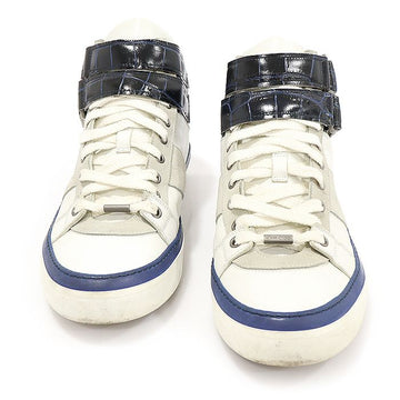 Jimmy Choo White Leather Croc Pattern Velcro Belgravia High-Top Men's Sneakers 42 CO09342JI 130619817