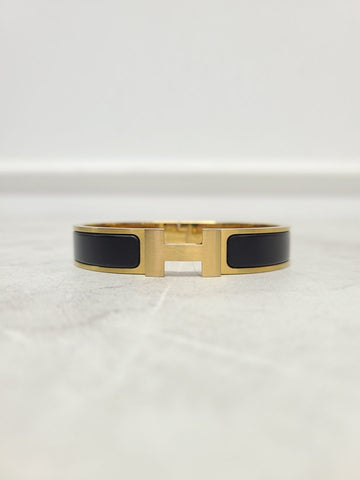 HERMES Schwarzes goldfarbenes T5 Click-Ash Bracelet 12345 130620292