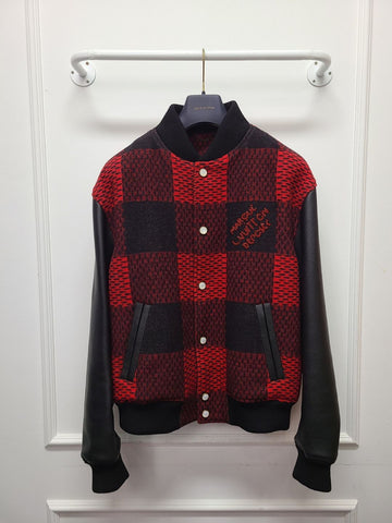 LOUIS VUITTON ブラック レッド ダミエ バーシティ ブルゾン ジャケット 54 130620514
