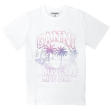 GANNI Cocktail Relaxed Logo T-Shirt T3918 81004692