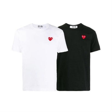Comme Des Garcons 25S Unisex Red Heart Short Sleeve T-Shirt White Black axt108051 130822096