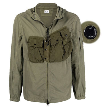CP COMPANY Waffen-Pocket-Hoodie-Nylonjacke Khaki 155525348