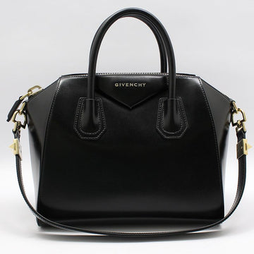 Givenchy Black Calfskin Glossy Antique Gold Antigona Small Shoulder Bag 130922675