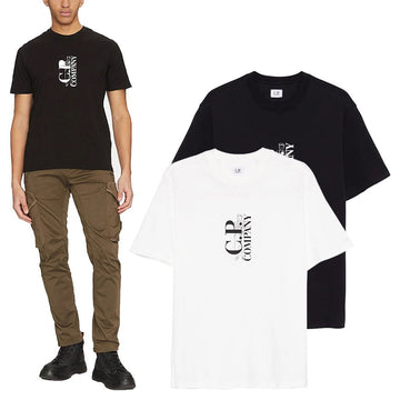 CP COMPANY Vertikales Logo T-Shirt 131075064