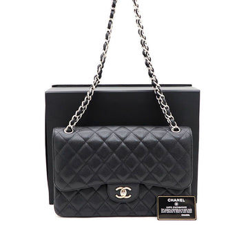 CHANEL A58600 Caviar Classic Large Silver Chain Shoulder Bag and Crossbody Bag kk32345820 131173861