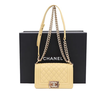 CHANEL Boy Bag Caviar Small Shoulder Bag and Crossbody Yellow A67085 131174039