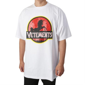 VETEMENTS UA52TR320W WEISS Übergröße T-Shirt mit Wild-Unicorn 1602 66501162