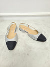 CHANEL Silber Zweifarbige Slingback Pumps Flachschuhe 131248952 [P]