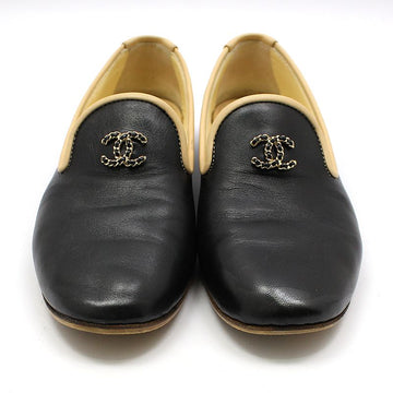 CHANEL G31630 ブラックラムスキン CCロゴ モカシン ローファー 36 131337897