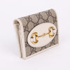 Gucci White Horsebit 1955 Gold-Trimmed Wallet 621887 131369440 [P]