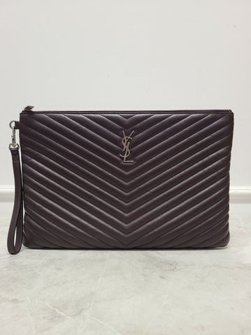 SAINT LAURENT Burgunderfarbener YSL Matelassé Clutch 12345 131394588