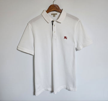 BURBERRY M Weißes Karomuster Polo-Shirt für Männer 4055121 131411846