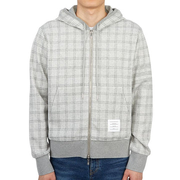 THOM BROWNE Diagonal gestreiftes Mikrokaro Jacquard-Hoodie 131441880