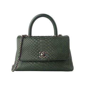CHANEL Python Coco Handle Small Shoulder Bag Green 34681-4 131481517