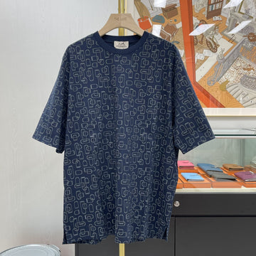 HERMES コットンクルーネックショートスリーブ ネイビー 131587252