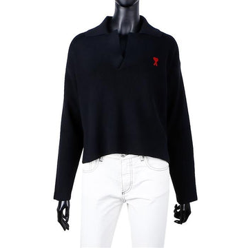 AMI ハートロゴ女性ポロニット 76384233